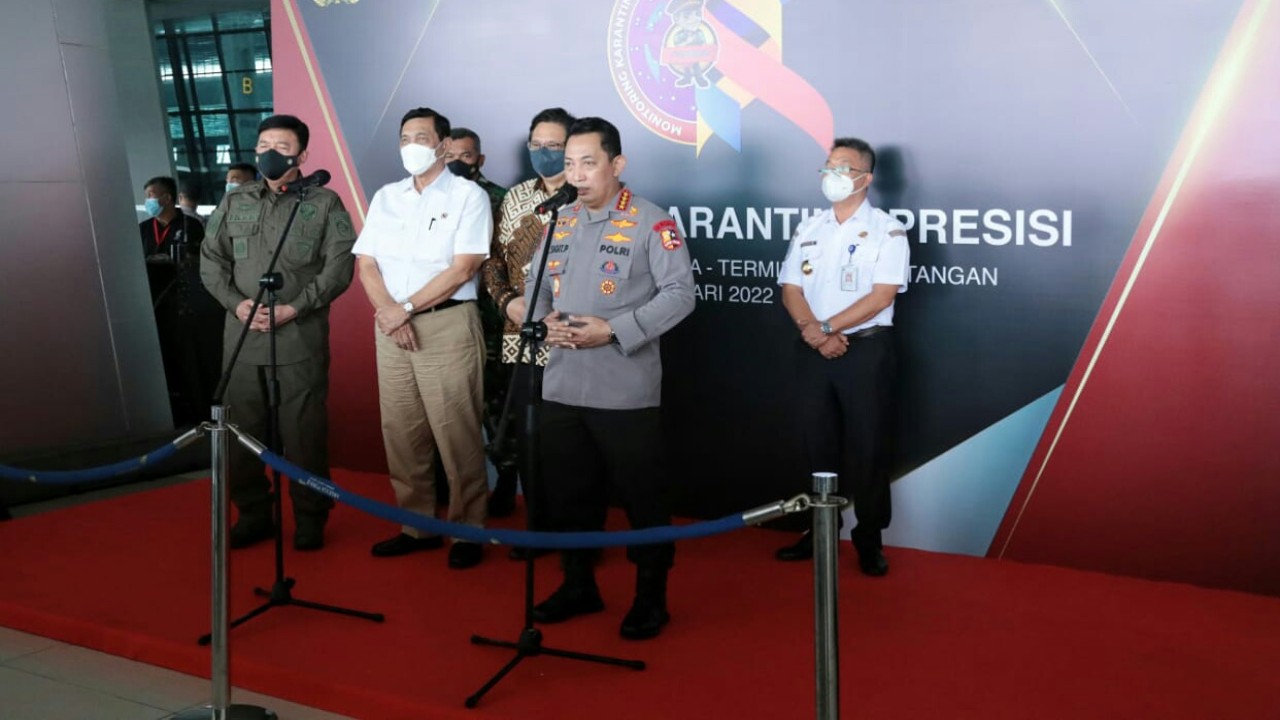 Kapolri Jenderal Listyo Sigit Prabowo saat peluncuran Aplikasi Monitoring Karantina Presisi.