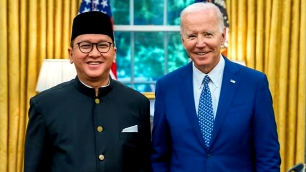Duta Besar RI untuk Amerika Serikat Rosan Perkasa Roeslani melakukan pertemuan dengan Presiden AS Joe Biden/Instagram