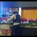 Seorang polisi bersama anjing pelacak menyisir ruangan Gereja Pantekosta Temanggung menjelang perayaan Natal 2022. ANTARA/Heru Suyitno-1671786947