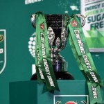 Trofi Piala Liga Inggris atau Piala Carabao pada 16 Juni 2017. (AFP/LILLIAN SUWANRUMPHA)-1671765358