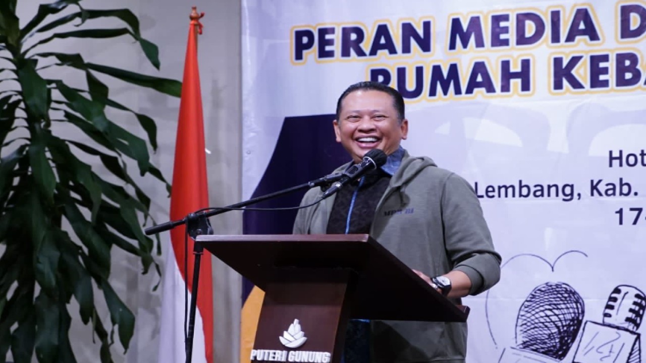 Ketua MPR RI Bambang Soesatyo dalam acara press gathering bersama Koordinatoriat Wartawan Parlemen (MPR/DPR/DPD-RI) di Bandung, Sabtu (18/3/23)/Dok MPR