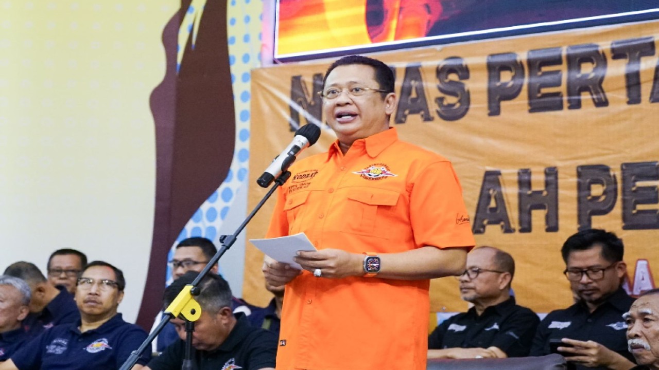 Ketua MPR RI sekaligus Ketua Umum PB KODRAT Bambang Soesatyo dalam pembukaan Kejurnas Tarung Derajat 2023, sekaligus Babak Kualifikasi PON XXI 2024, di Gor Youth Centre Sport Bandung, Jawa Barat/Dok MPR 