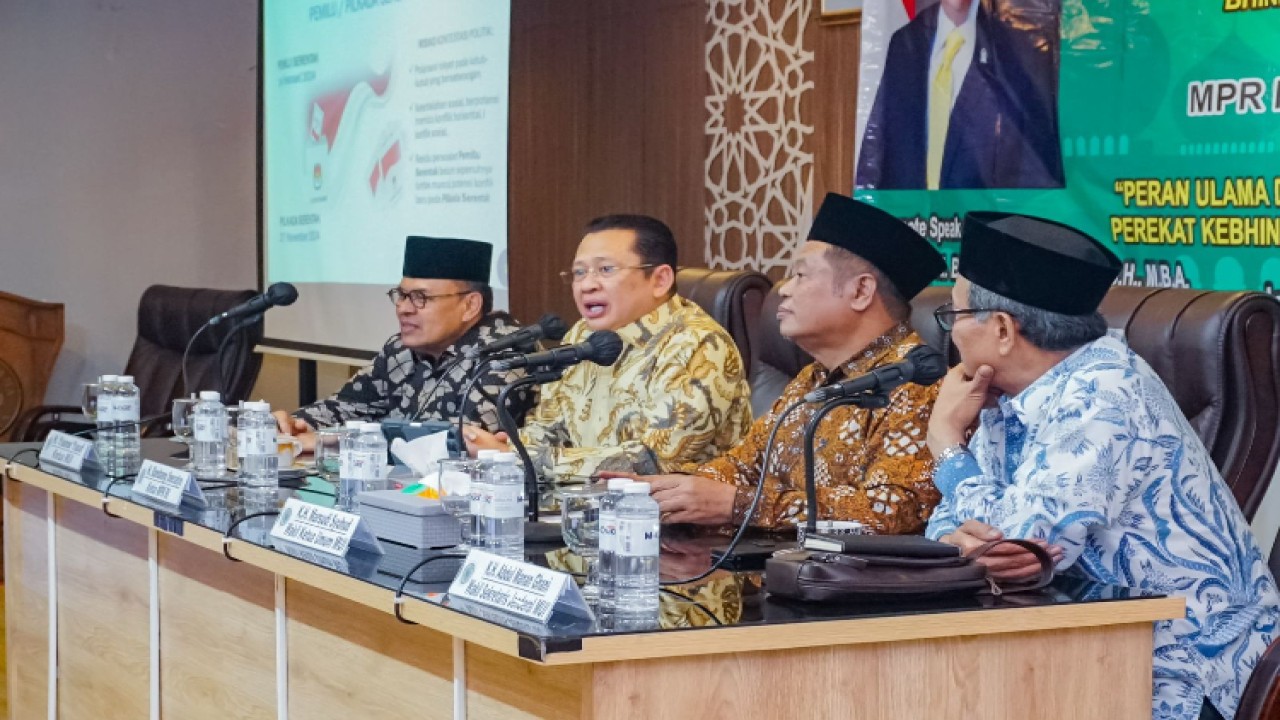 Ketua MPR RI Bambang Soesatyo dalam Sosialisasi Empat Pilar MPR RI dengan Komisi Kerukunan Antar Umat Beragama Majelis Ulama Indonesia (MUI), di Jakarta/Dok MPR 