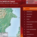 Informasi sebaran titik panas di Provinsi Kaltim yang dirilis BMKG Balikpapan, Rabu (22/11) (Antara/ HO BMKG Balikpapan)-1700637944