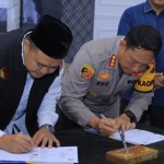 Penandatangan MoU antara Polresta Jambi dan Bawaslu Kota Jambi, Rabu (15/11/2023). (ANTARA/HO-Polresta Jambi)-1700123176