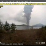 Gunung anak Krakatau dari cctv PVMBG. (ANTARA/HO-PVMBG)-1701683550