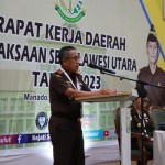 Kepala Kejaksaan Tinggi Sulawesi Utara Dr Andi Muhammad Taufik SH, MH saat membuka Rakerda. ANTARA/HO-Penkum Kejati (1)-1702451993