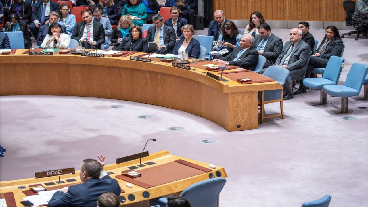 Amerika Serikat pada Kamis (18/4/2024) secara efektif menghentikan pengakuan PBB terhadap negara Palestina dengan memberikan hak veto di Dewan Keamanan yang menolak keanggotaan penuh Palestina di badan dunia tersebut. (Foto: Reuters)