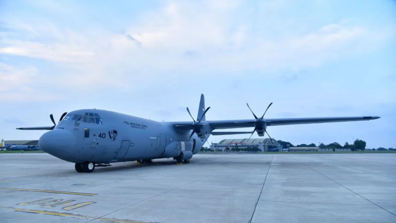 Pesawat TNI Angkatan Udara C-130 J Super Hercules. (Foto: Instagram/kemhanri)