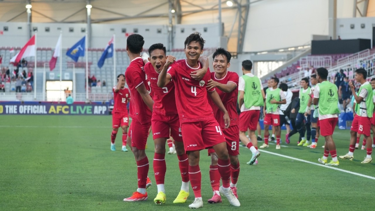 Selebrasi Timnas Indonesia U-23 di laga kontra Australia