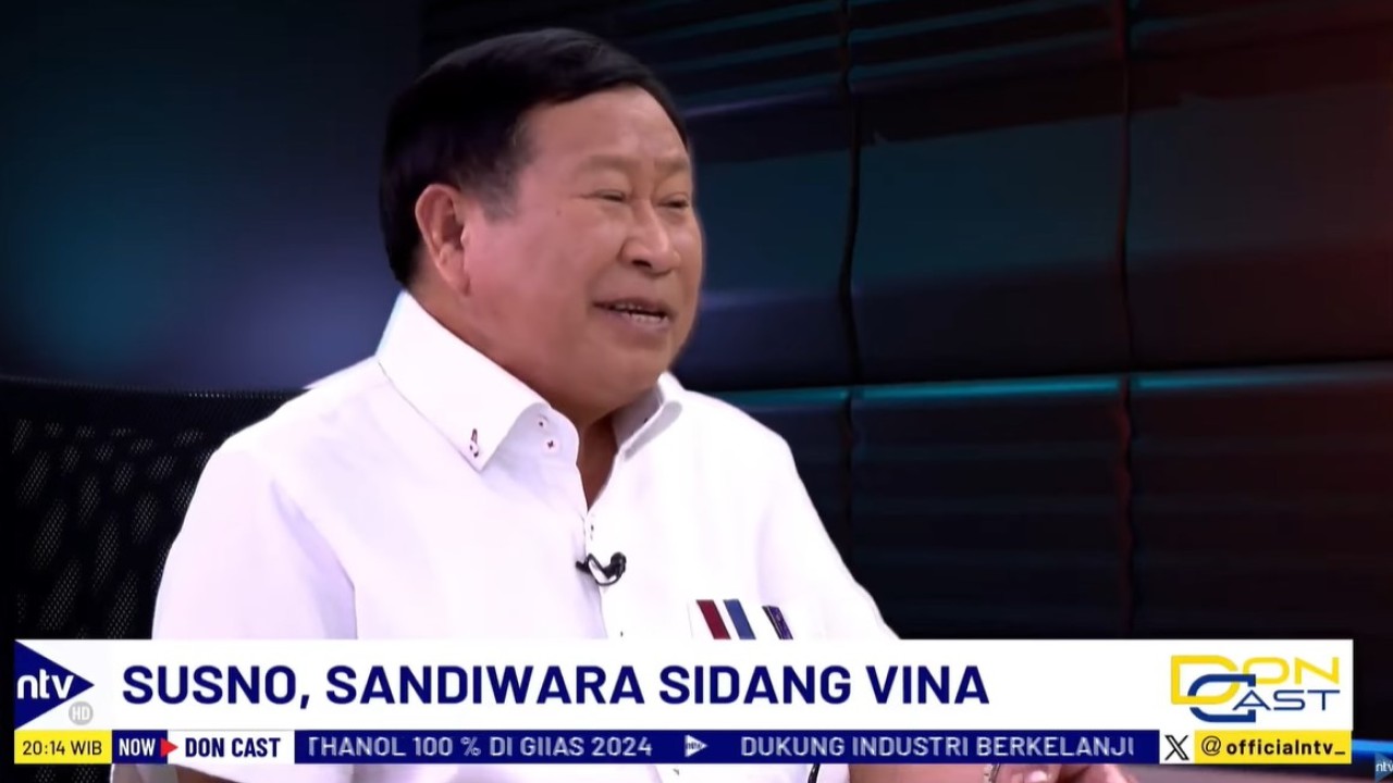 Mantan Kabareskrim Polri Komjen Pol (Purn) Susno Duadji saat tampil sebagai bintang tamu dalam program DonCast di NusantaraTV yang dipandu jurnalis senior Don Bosco Selamun dan Donny de Keizer, Kamis, 25 Juli 2024.