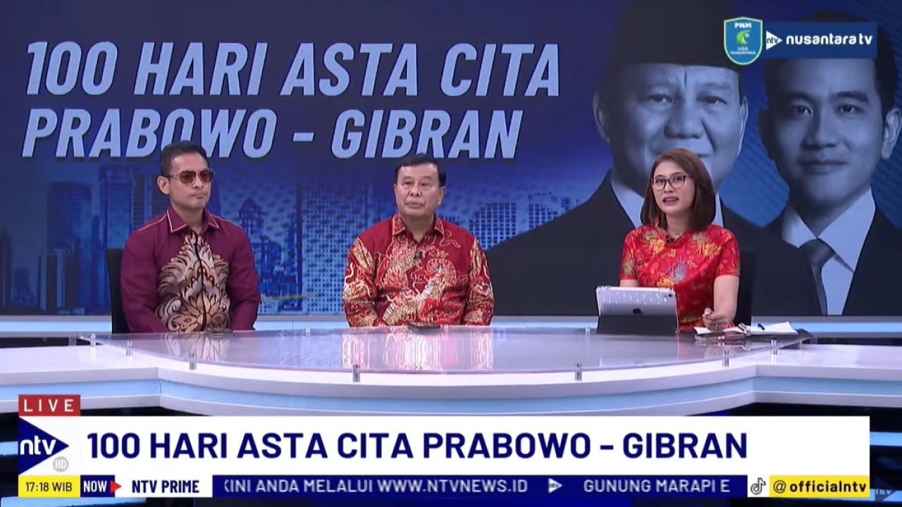 Presiden Komisaris NT Corporation, Dr. Ir. Nurdin Tampubolon, M.M., dalam program NTV Prime di Nusantara TV (tengah). (Foto: Youtube Nusantara TV)