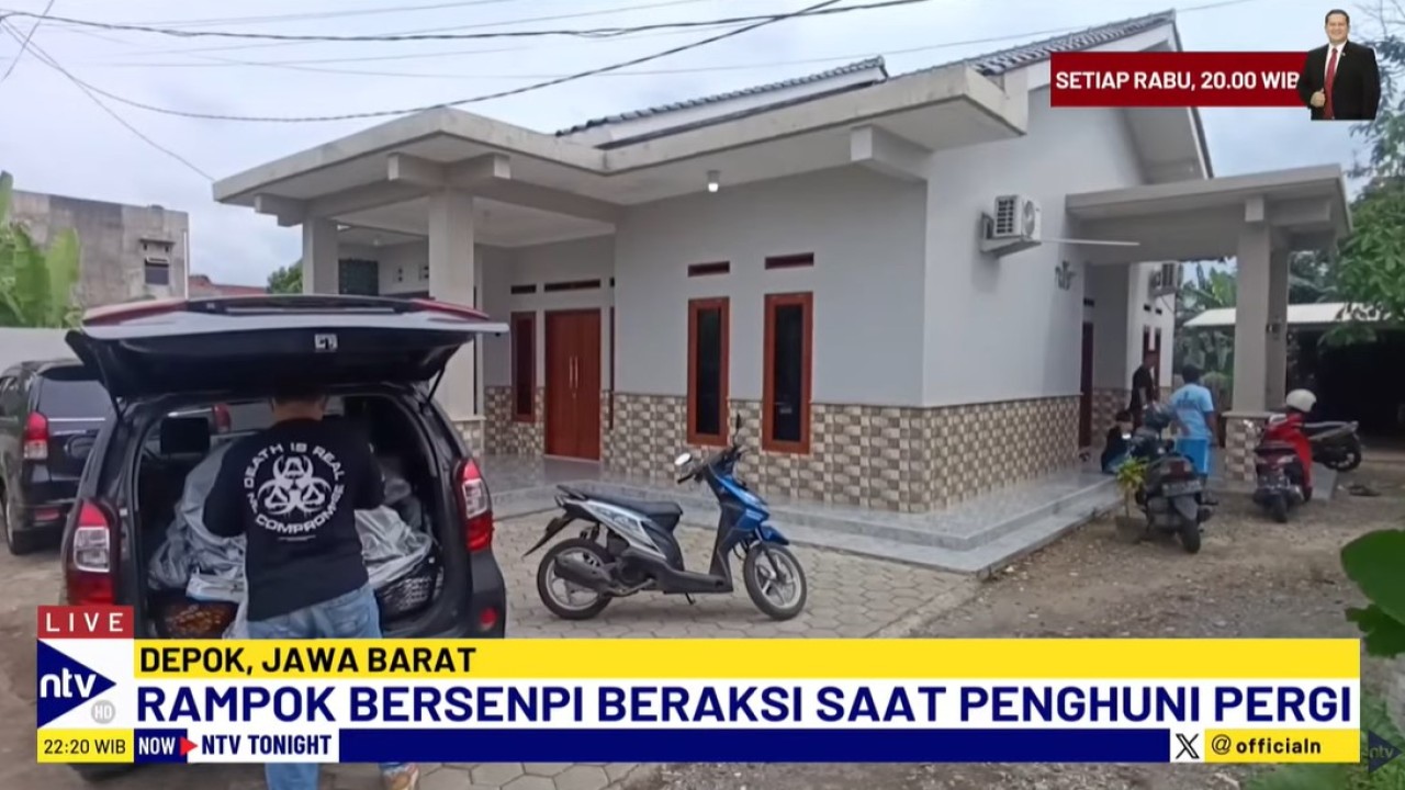 Sekelompok perampok bersenjata api melakukan aksi di rumah seorang anggota polisi di Cilodong, Depok, Jawa Barat, pada Senin (27/1/2025).