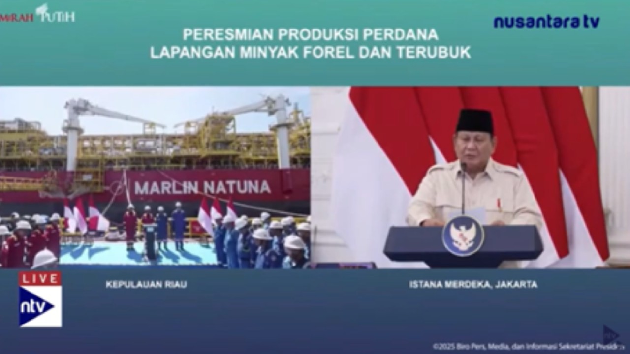 Presiden Prabowo Subianto meresmikan produksi perdana Lapangan Minyak Forel dan Terubuk