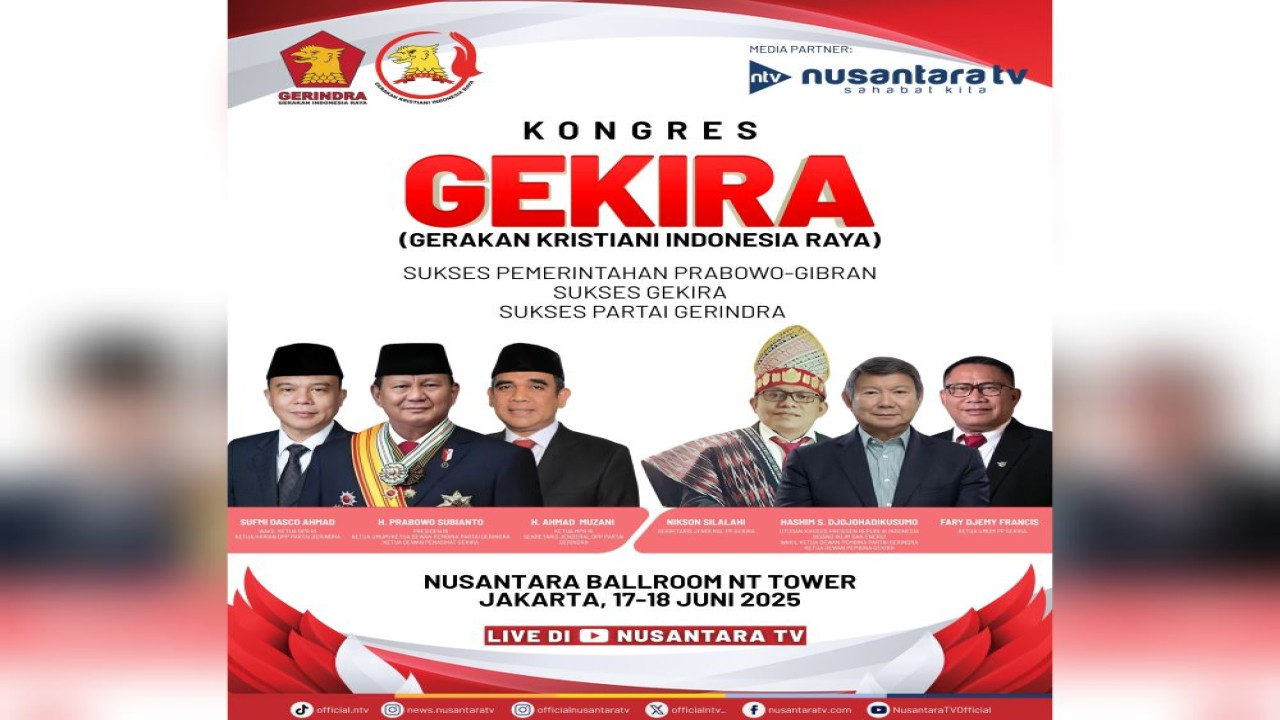 Kongres Gerakan Kristiani Indonesia Raya (Gekira) di Nusantara Ballroom NT Tower, Jakarta