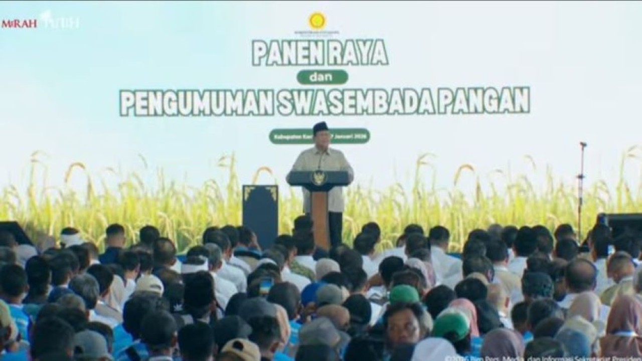 Presiden Prabowo Subianto menghadiri kegiatan panen raya di Karawang, Jawa Barat (Istimewa)