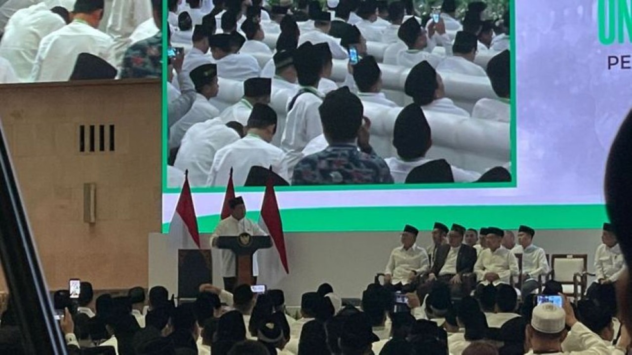 Presiden Prabowo Subianto menyampaikan rencana pemerintah mengalokasikan lahan seluas sekitar 4.000 meter persegi di kawasan Bundaran Hotel Indonesia (HI), Jakarta. (Foto: Ntvnews.id-Muslimin Trisyuliono)