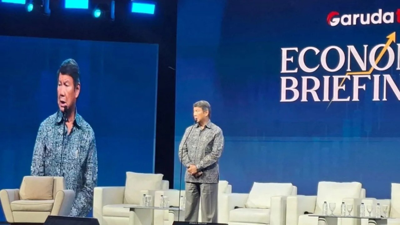 Utusan Khusus Presiden bidang Energi dan Lingkungan Hashim Djojohadikusumo dalam acara Economic Briefing 2026 yang digelar di Jakarta, Kamis (23/4/2026). (ANTARA/Suharsana Aji Sasra J C) (Antara)