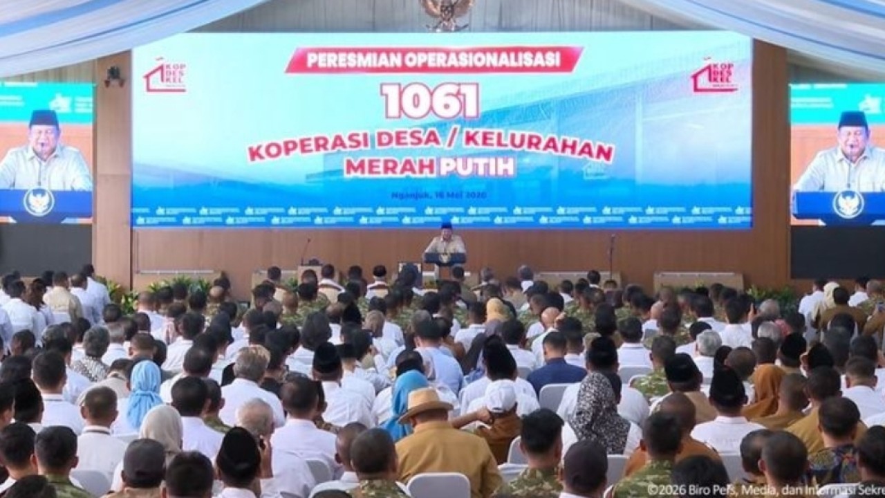 Presiden RI Prabowo Subianto meresmikan operasional 1.061 Koperasi Desa/Kelurahan Merah Putih dalam agenda nasional yang digelar di Kabupaten Nganjuk (Istimewa)