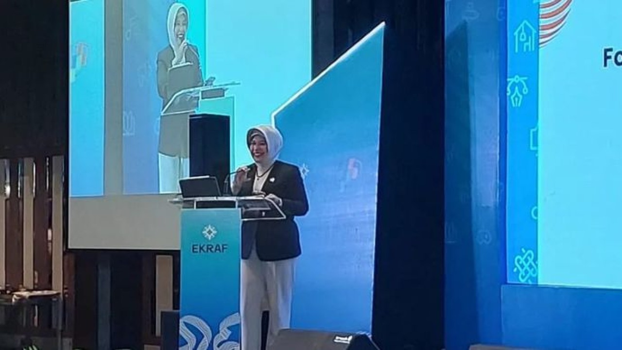 Kepala Badan Pusat Statistik (BPS) Amalia Adininggar Widyasanti dalam acara konferensi pers Sensus Ekonomi 2026 Sektor Ekonomi Kreatif di Jakarta, Senin, 29 Juni 2026 (Antara)