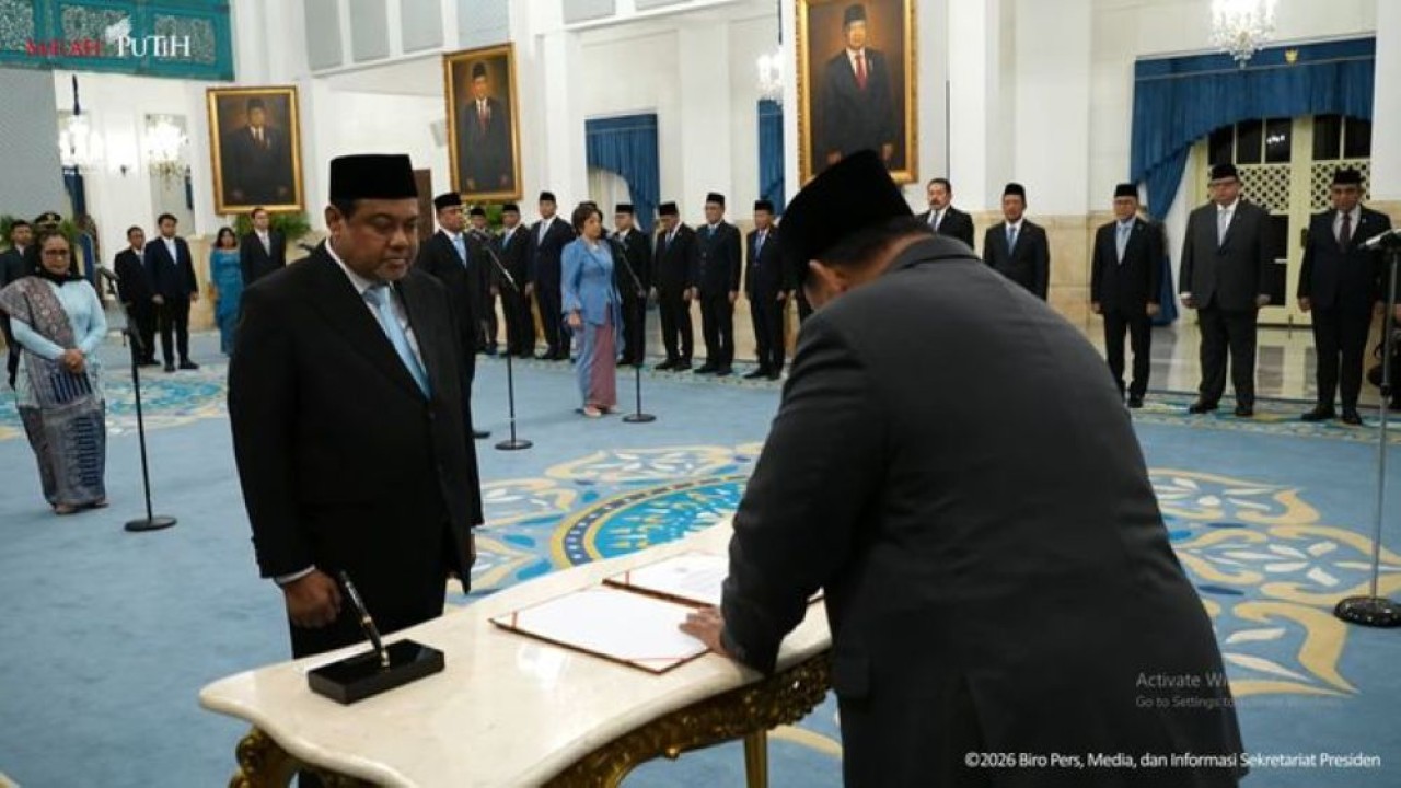 Said Iqbal resmi dilantik Presiden Prabowo Subianto sebagai Penasihat Khusus Presiden Bidang Ketenagakerjaan dan Kesejahteraan Buruh di Istana Negara, Jakarta Pusat, pada Senin (8/6/2026). (Foto: Tangkapan layar)