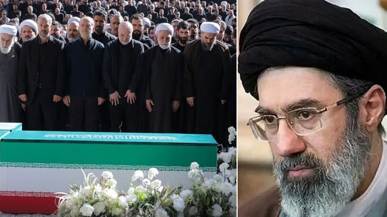 Pemakaman Pemimpin Tertinggi Iran Ayatollah Khamenei (kiri), Mojtaba Khamenei. (Foto: Istimewa/Reuters via Deccan Herald)