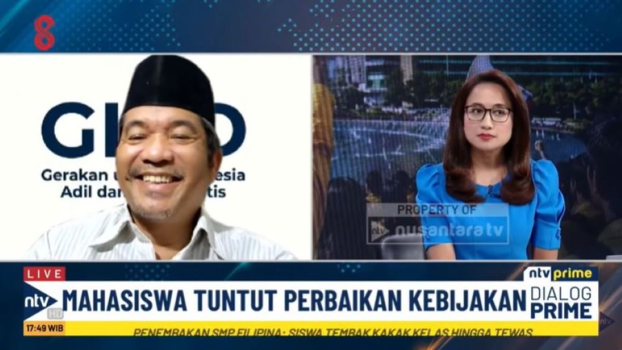 Direktur Eksekutif Lingkar Madani (LIMA) Indonesia Ray Rangkuti saat menjadi narasumber dalam sesi Dialog Prime program NTV Prime Nusantara TV, Selasa (18/8/2026). (Tangkapan layar Youtube Nusantara TV: @NusantaraTVOfficial)